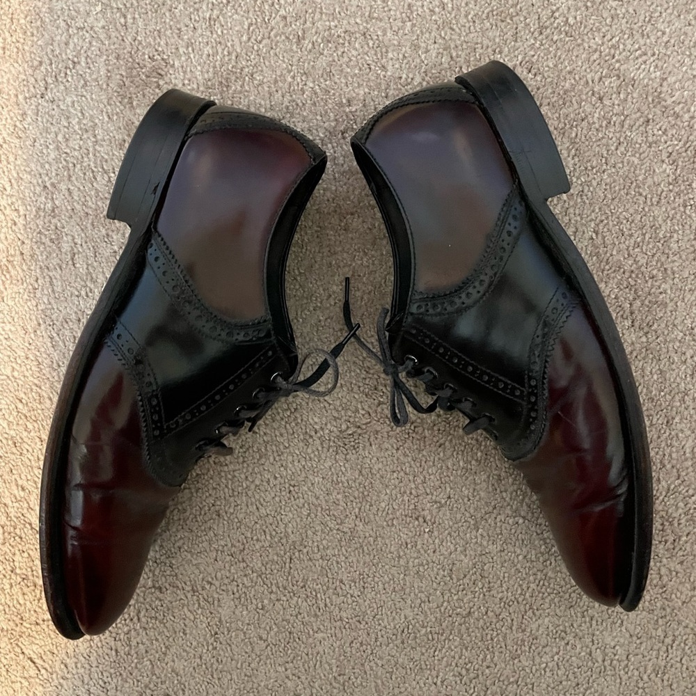 Bostonian VTG mid century men saddle oxfords shoes burgundy & black leather - Picture 4 of 10